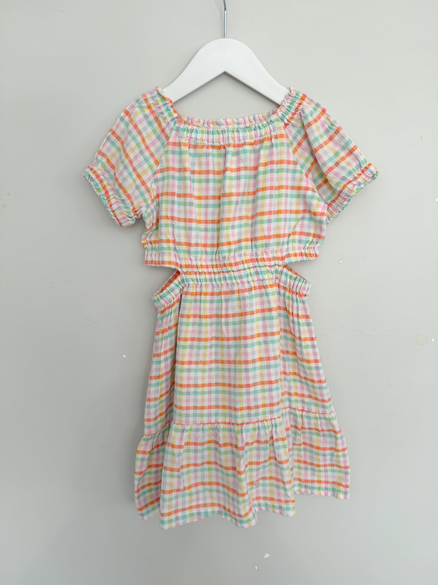 Milkshake Rainbow Gingham Cut-Out Dress – Size 7