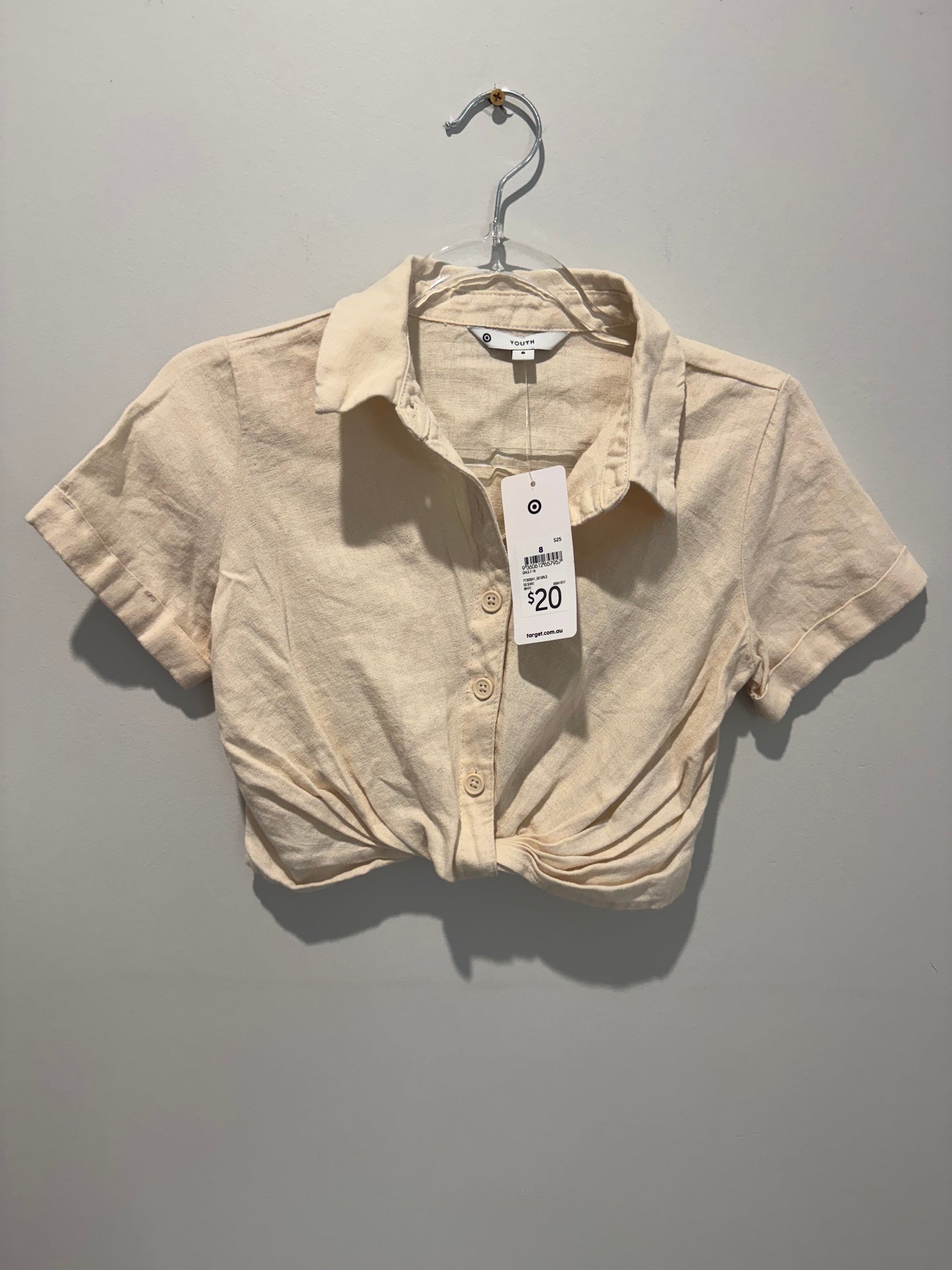Girls Linen knot top size 8.
