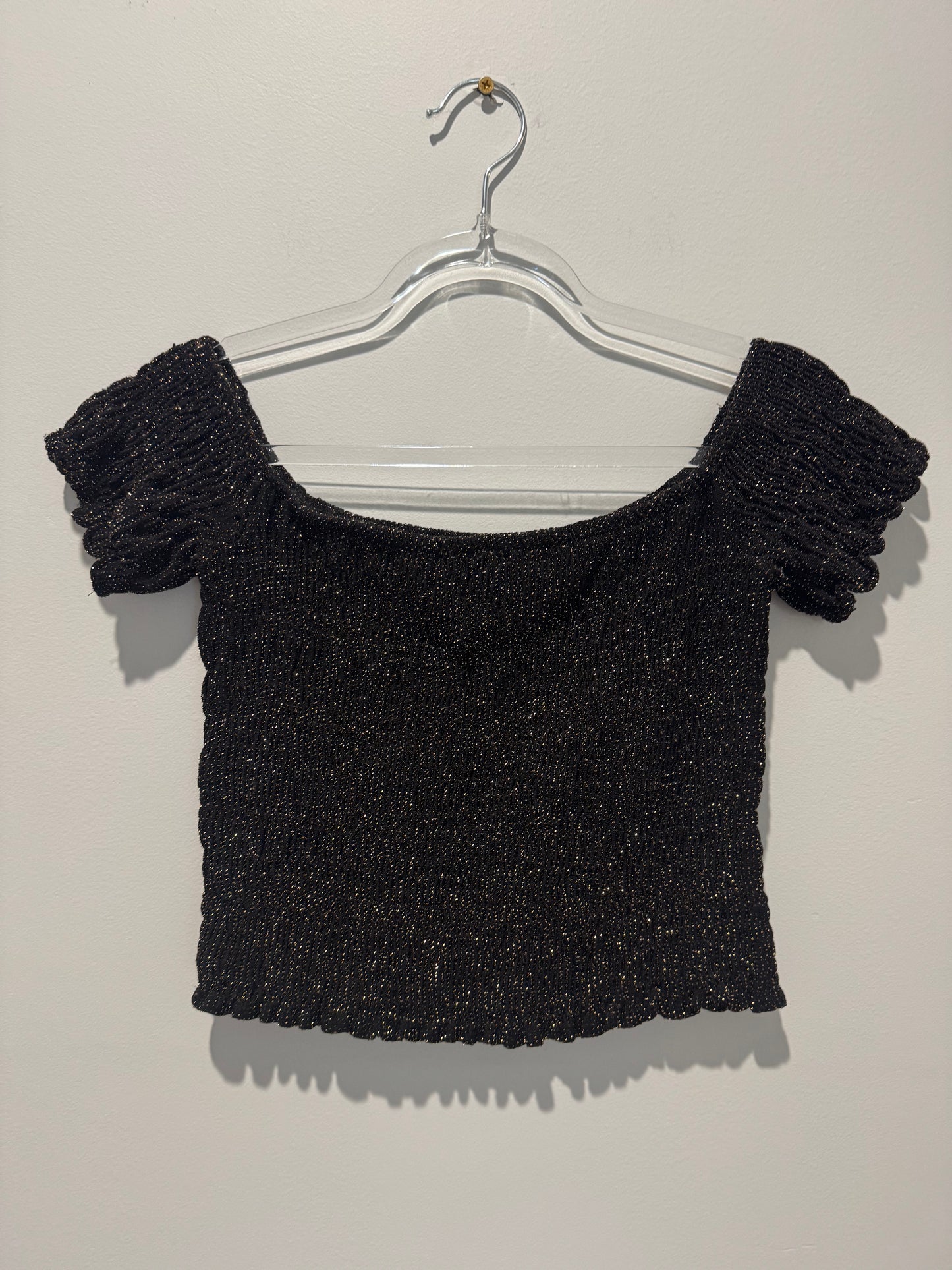 Tally Weijl Glitter Smocked Off-Shoulder Crop – Size M