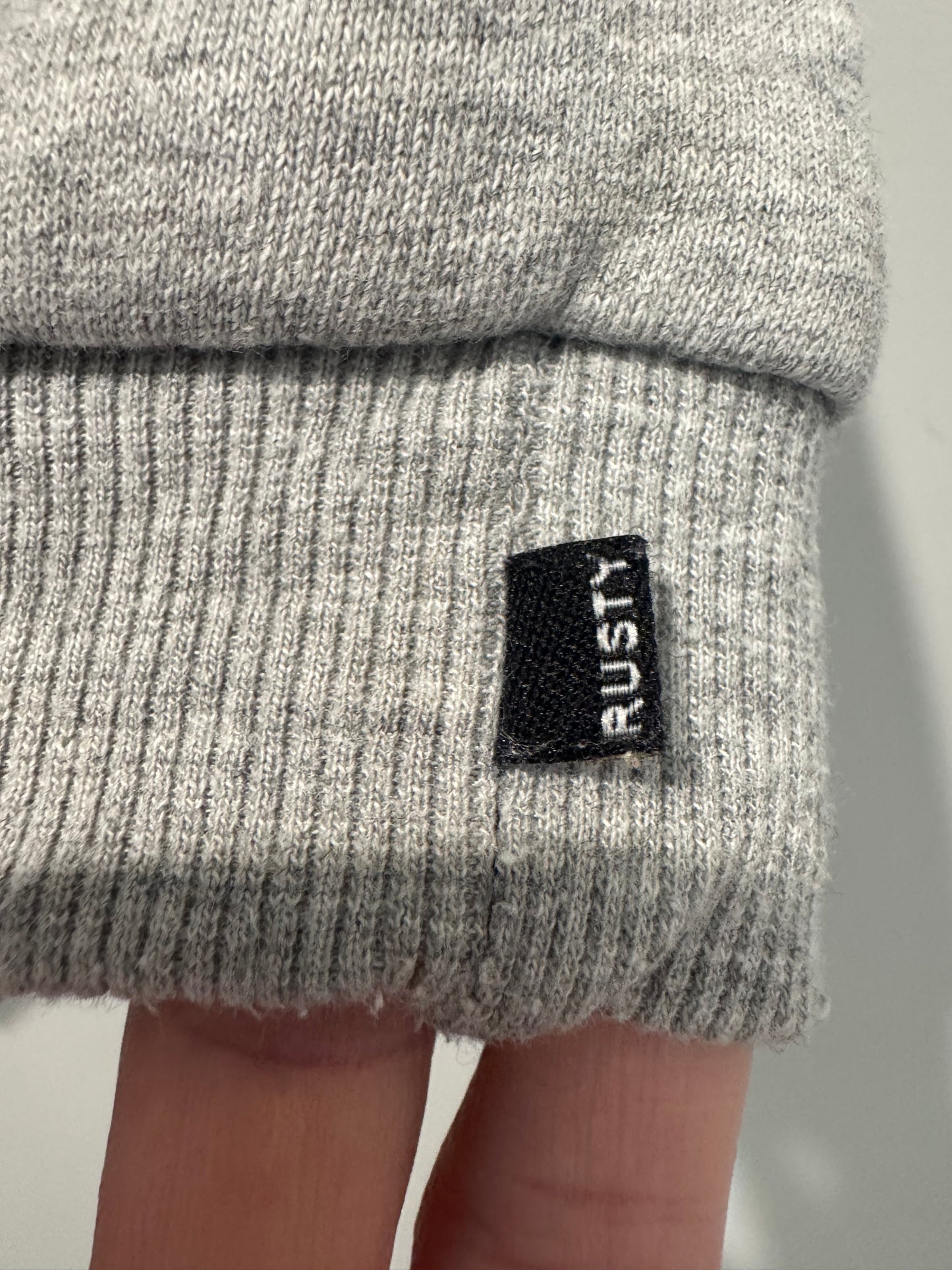 Rusty Boys’ Black Puffer Jacket with Grey Sleeves – Size 4