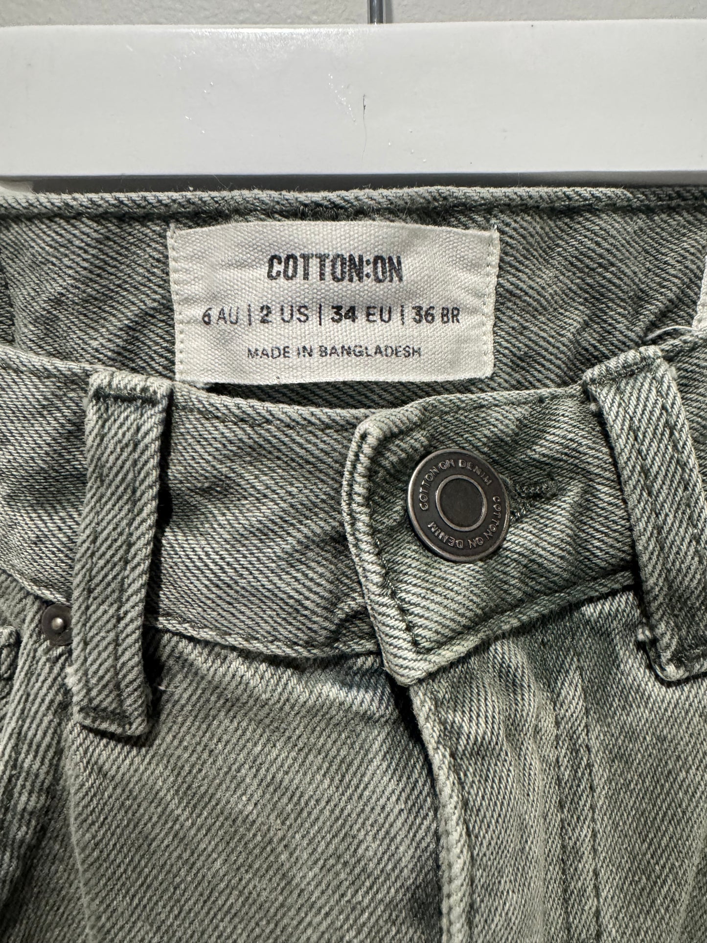 Cotton on loose straight jeans- Size 6 Sage green.