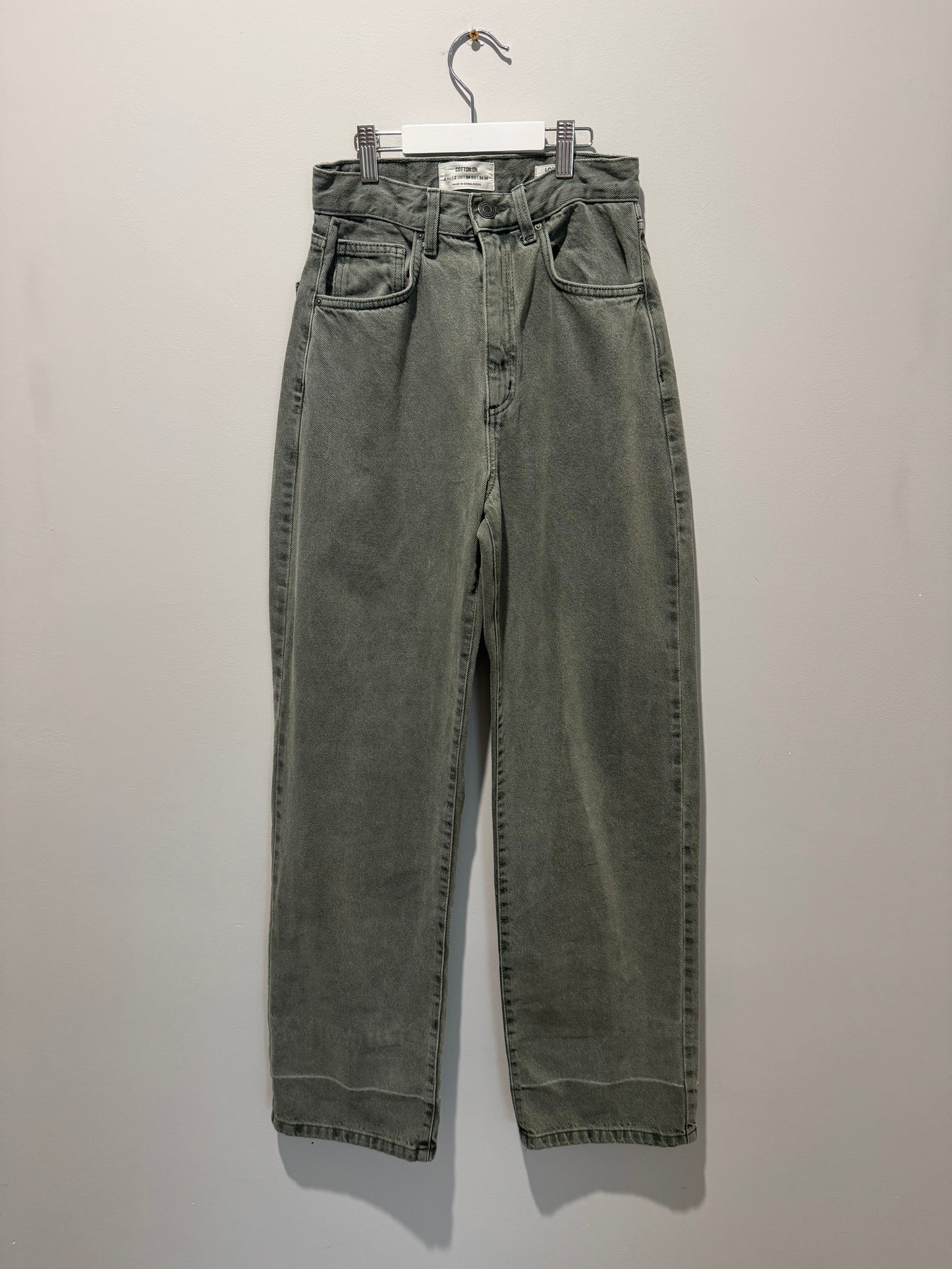 Cotton on loose straight jeans- Size 6 Sage green.