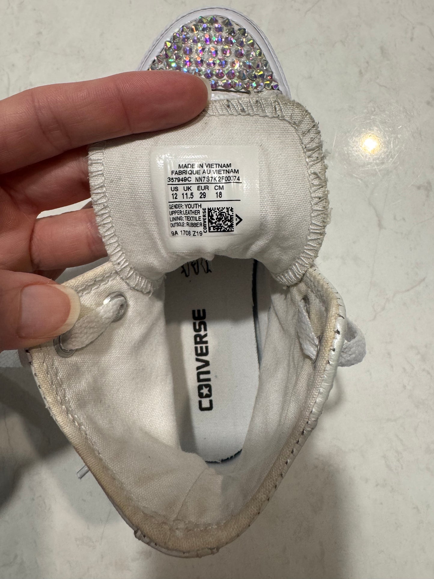 Converse Chuck Taylor All Star High Tops – Custom Bling Toe 12c