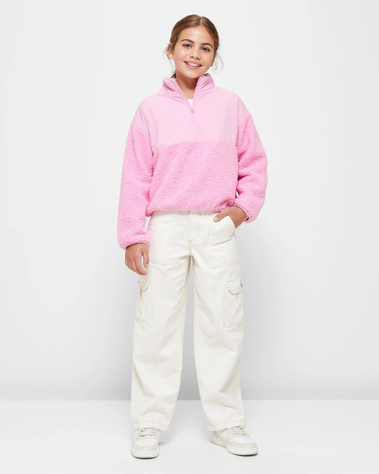 Qrt Zip sliced teddy jumper - Girls 12