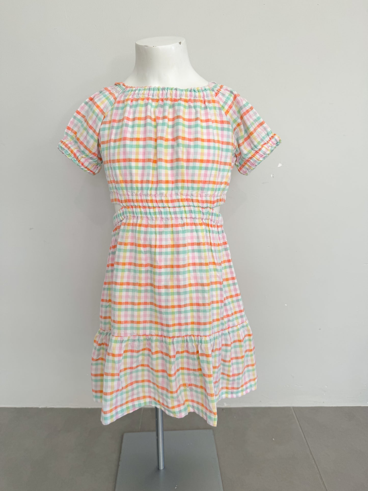 Milkshake Rainbow Gingham Cut-Out Dress – Size 7