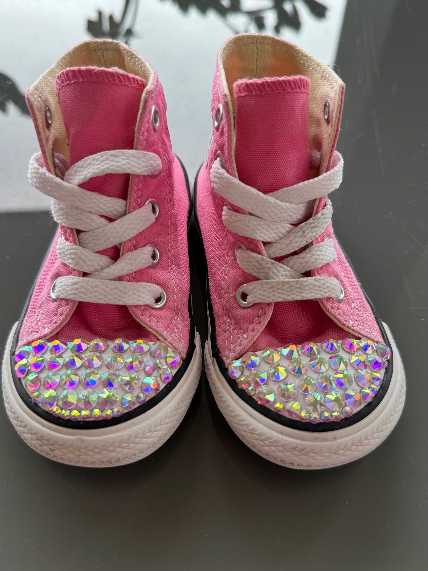 Custom Pink Glitter Converse High Tops – US 6 Infant