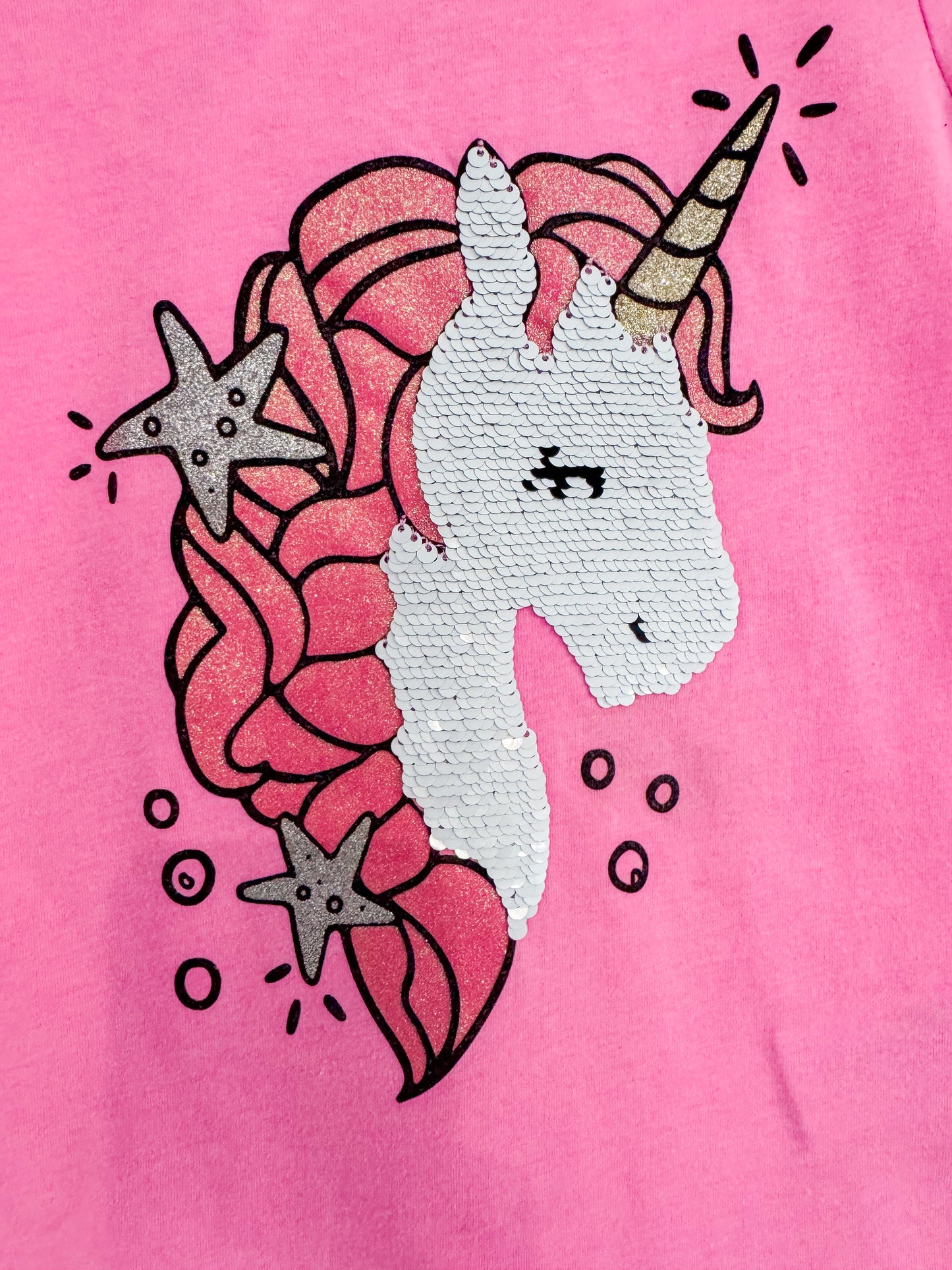 Unicorn Flip sequin Oshkosh top.