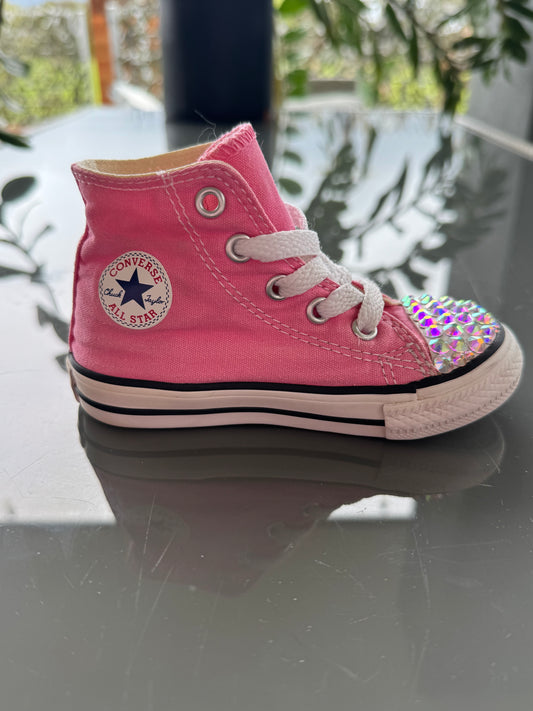 Custom Pink Glitter Converse High Tops – US 6 Infant