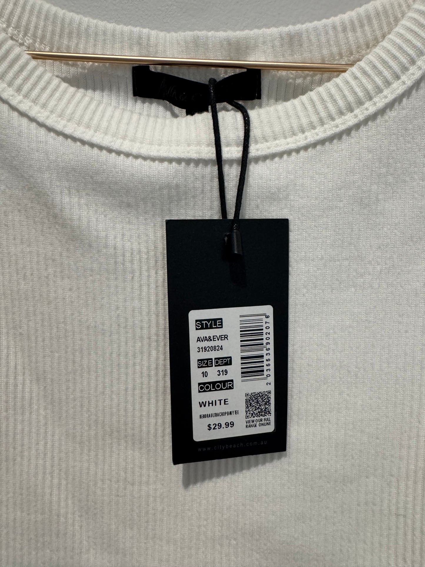 Ava & Ever White ribbed top size 10
