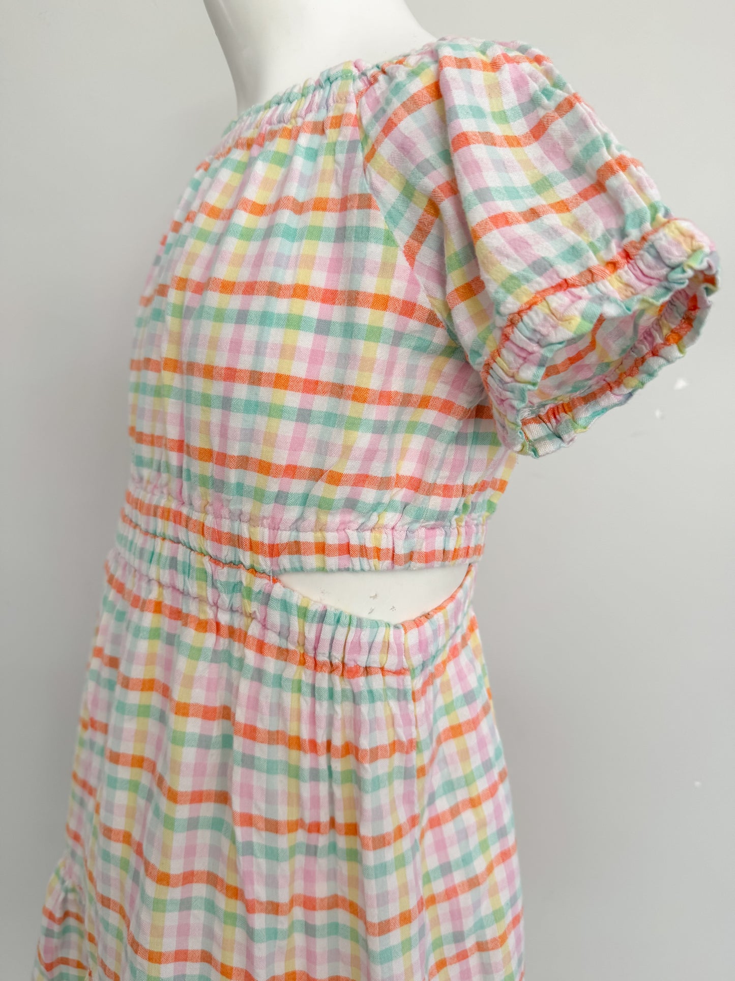 Milkshake Rainbow Gingham Cut-Out Dress – Size 7
