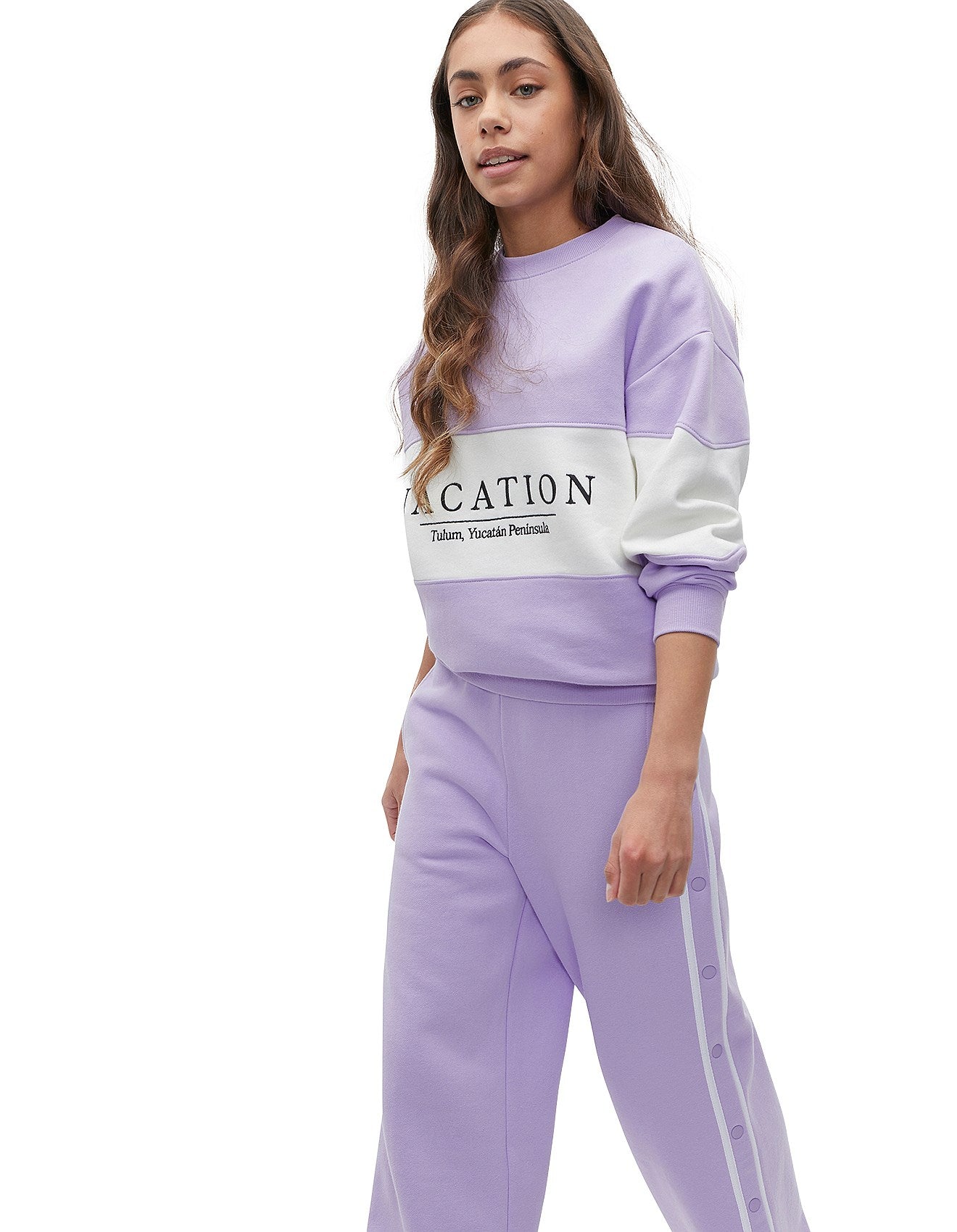 Seed Heritage Colour Block Sweat in Amethyst