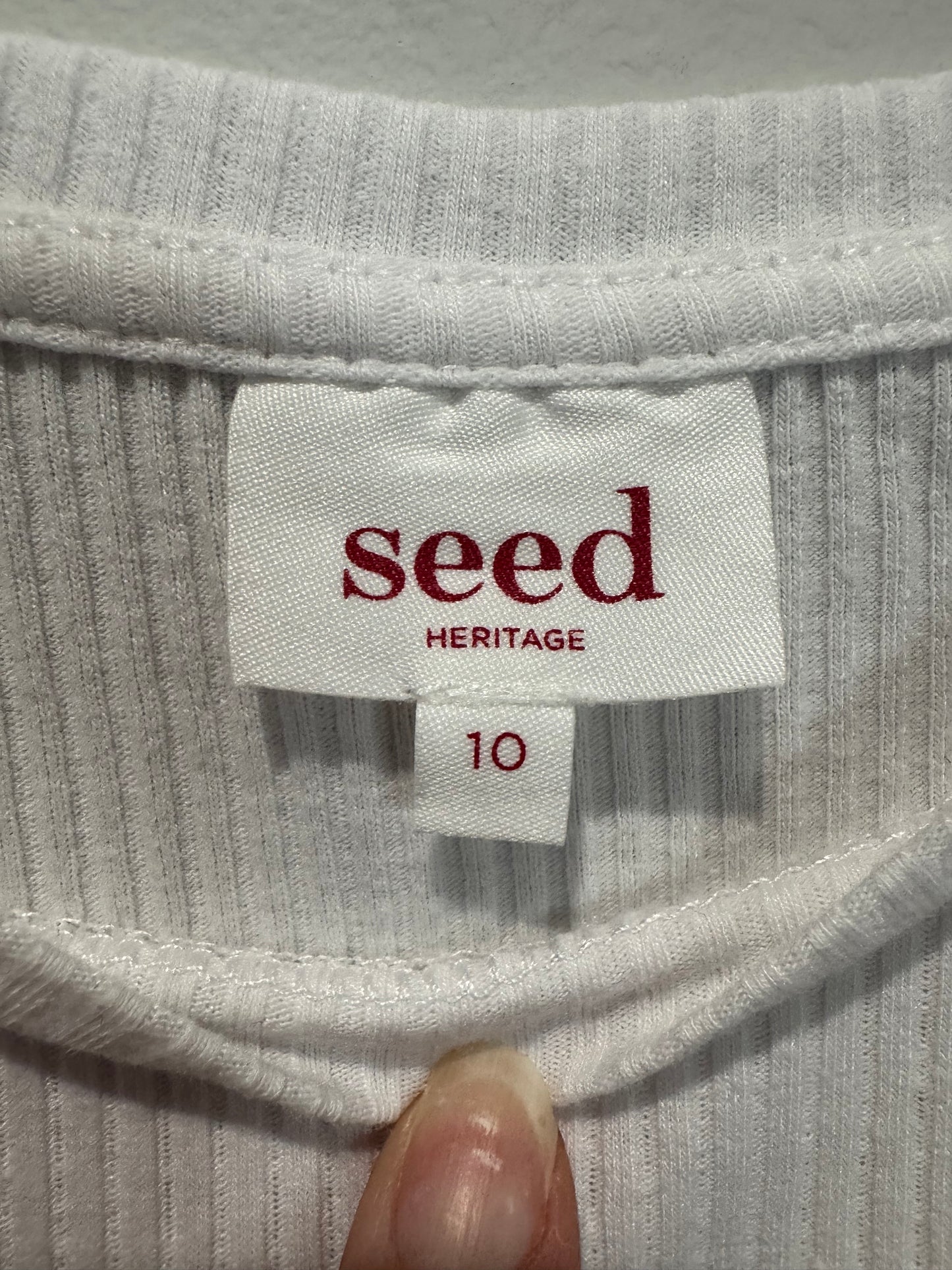 Seed Heritage Girls Ribbed Puff Sleeve Top - Size 10