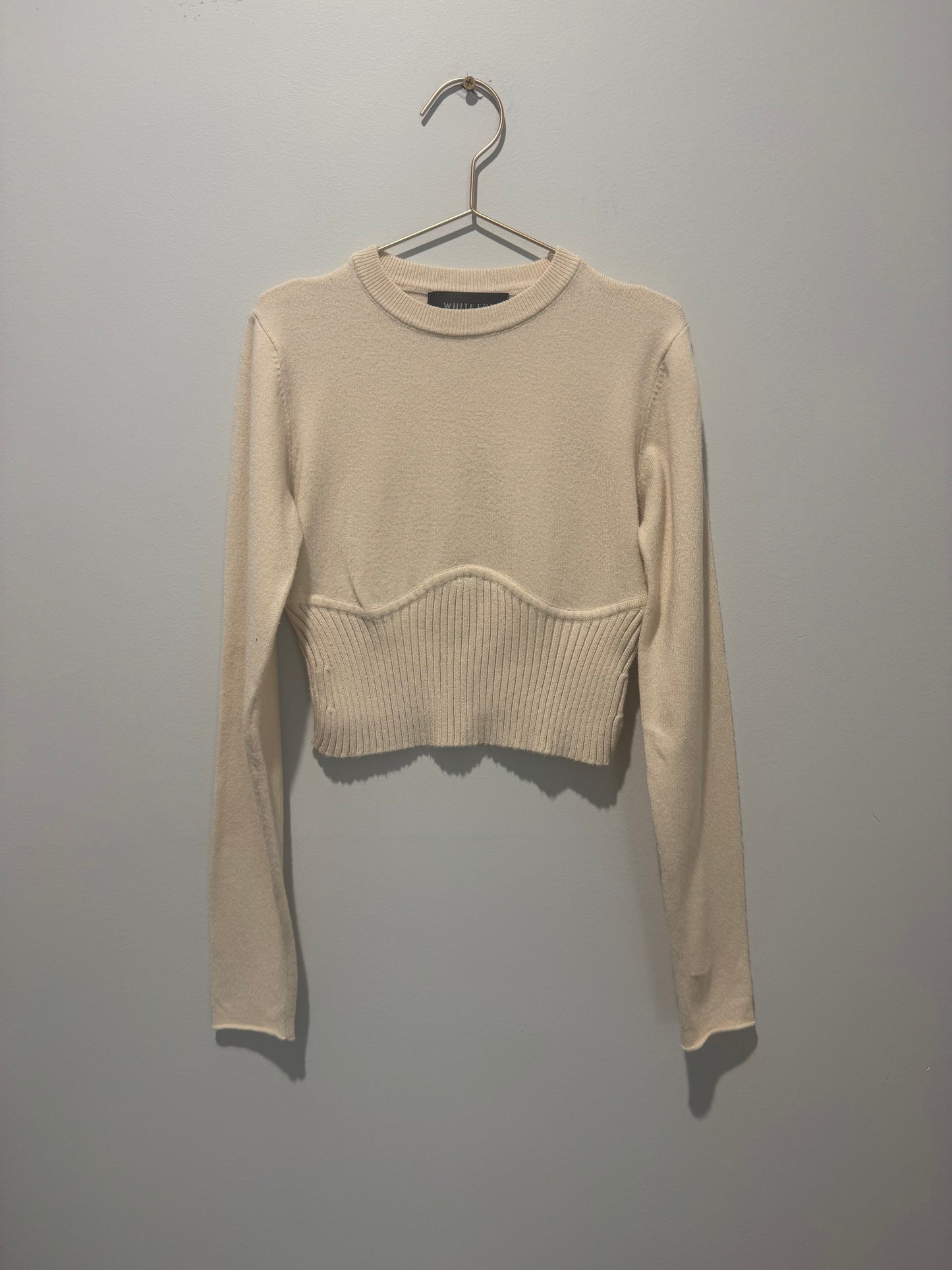 White Fox Cropped Knit Sweater – XS