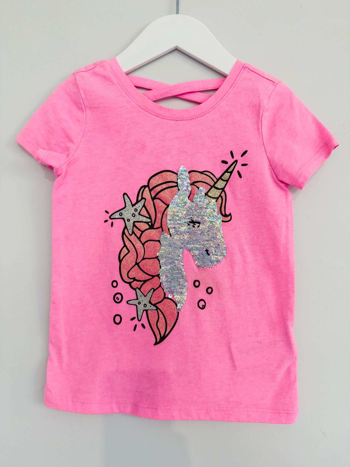 Unicorn Flip sequin Oshkosh top.